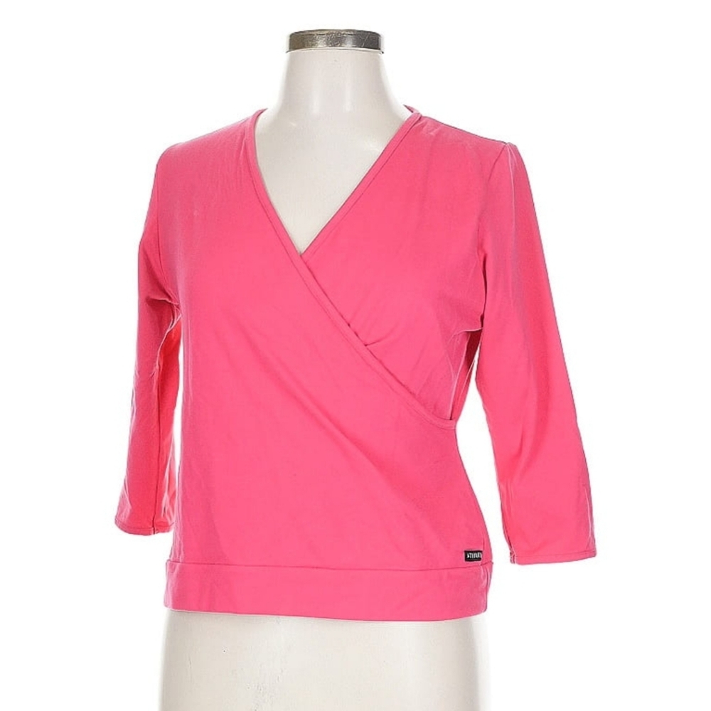 Athleta Bright Pink 3/4 Long Sleeve Wrap Top